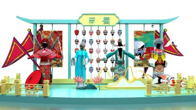 新中式国潮美陈 戏剧脸谱